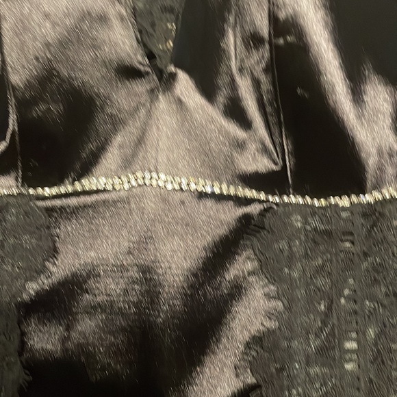 Plus Sz deep plunge rhinestone corset with lace and satin bodice 18-20 NWT - Picture 4 of 15